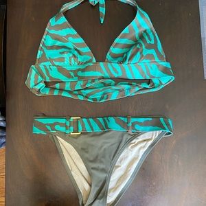 Green zebra print Victoria’s Secret swimsuit